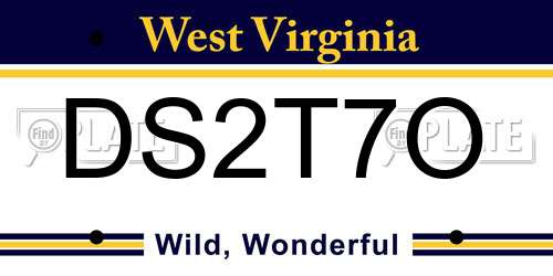 DS2T7O West Virginia License Plate