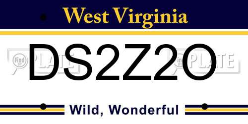 DS2Z2O West Virginia License Plate