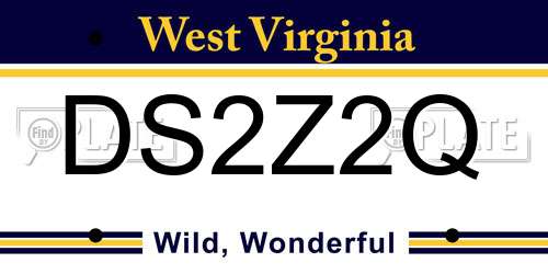 DS2Z2Q West Virginia License Plate