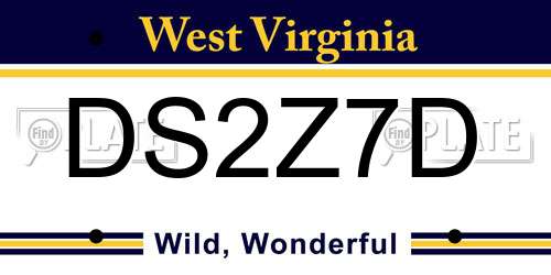DS2Z7D West Virginia License Plate