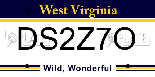 DS2Z7O West Virginia License Plate