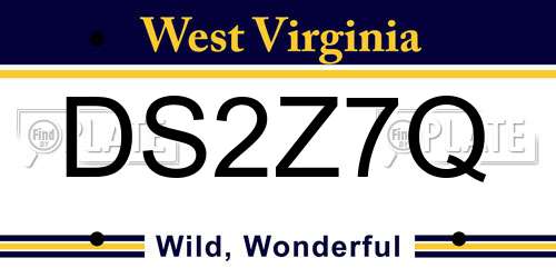 DS2Z7Q West Virginia License Plate