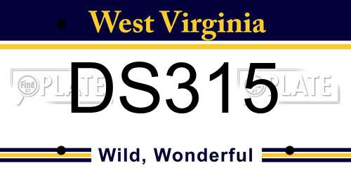 DS315 West Virginia License Plate