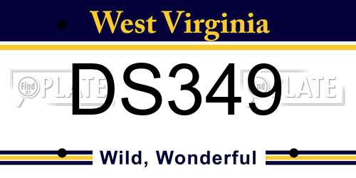 DS349 West Virginia License Plate