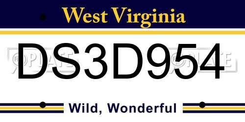 DS3D954 West Virginia License Plate