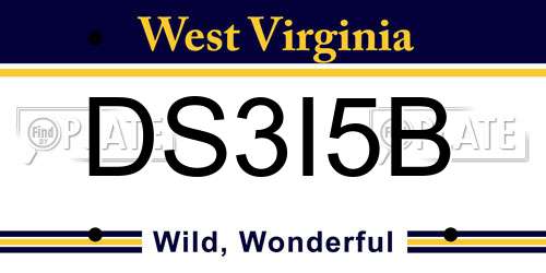 DS3I5B West Virginia License Plate