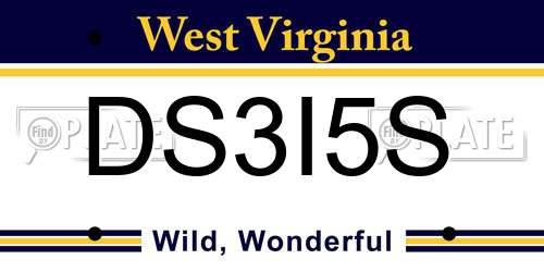 DS3I5S West Virginia License Plate