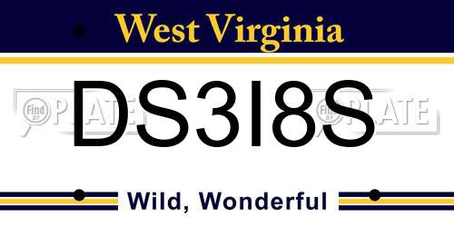 DS3I8S West Virginia License Plate