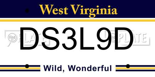 DS3L9D West Virginia License Plate