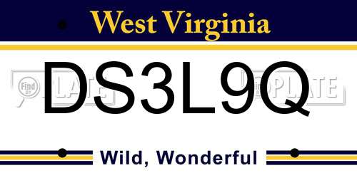 DS3L9Q West Virginia License Plate