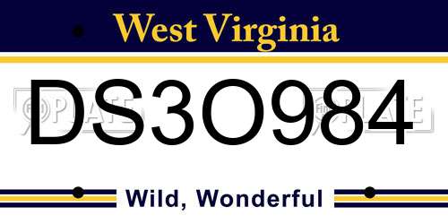 DS3O984 West Virginia License Plate