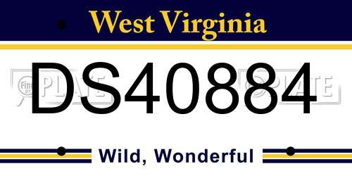 DS40884 West Virginia License Plate