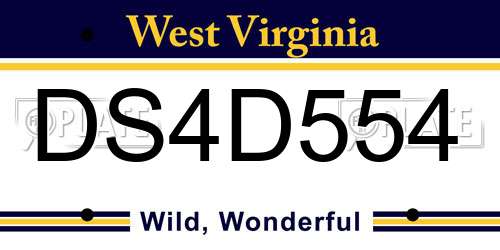DS4D554 West Virginia License Plate