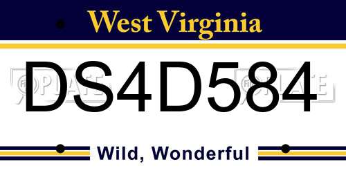 DS4D584 West Virginia License Plate