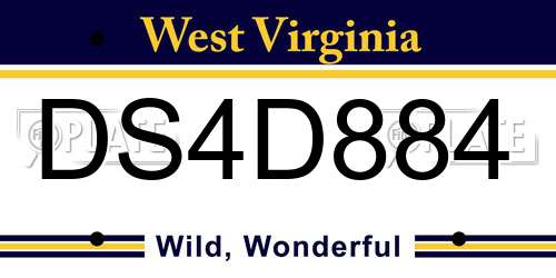 DS4D884 West Virginia License Plate