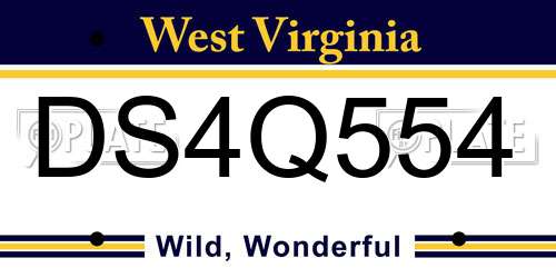 DS4Q554 West Virginia License Plate