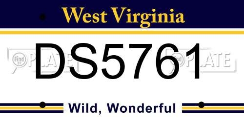 DS5761 West Virginia License Plate