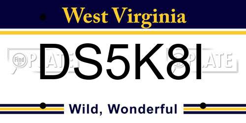 DS5K8I West Virginia License Plate