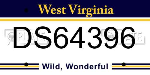 DS64396 West Virginia License Plate