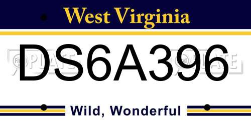 DS6A396 West Virginia License Plate