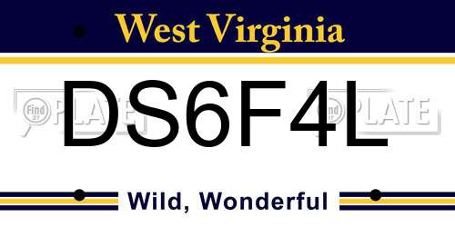 DS6F4L West Virginia License Plate