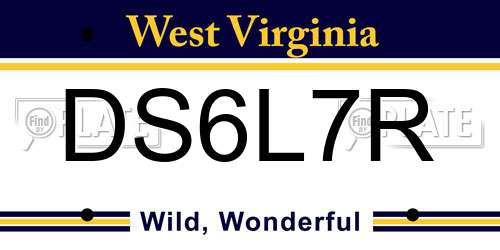 DS6L7R West Virginia License Plate
