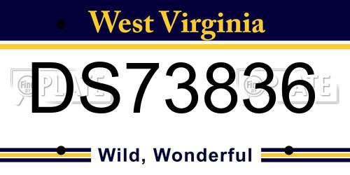 DS73836 West Virginia License Plate