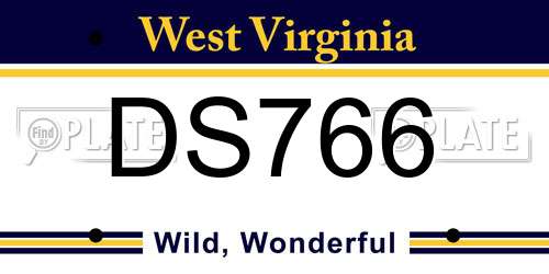 DS766 West Virginia License Plate