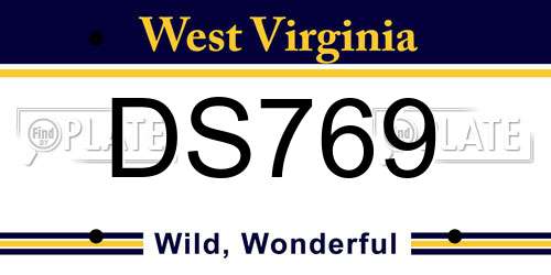 DS769 West Virginia License Plate