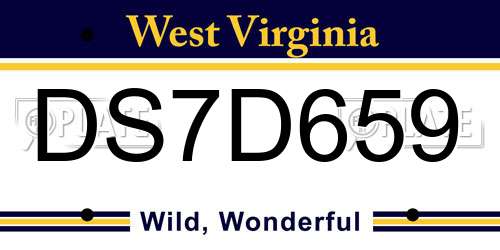DS7D659 West Virginia License Plate