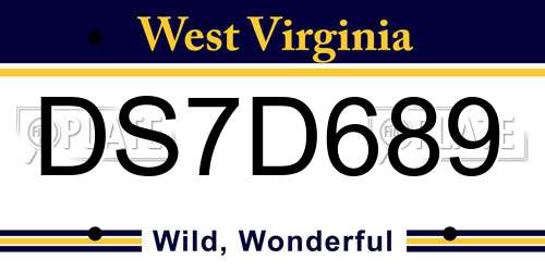 DS7D689 West Virginia License Plate