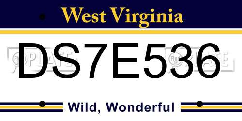 DS7E536 West Virginia License Plate
