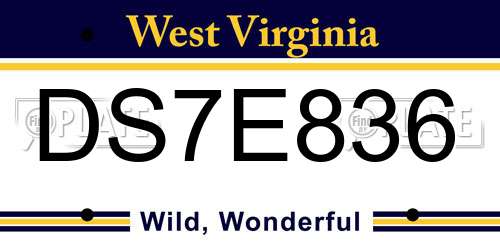 DS7E836 West Virginia License Plate
