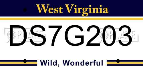 DS7G203 West Virginia License Plate