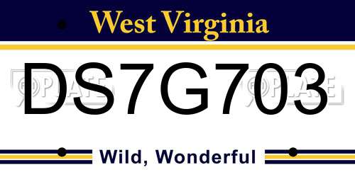 DS7G703 West Virginia License Plate