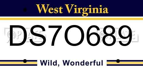 DS7O689 West Virginia License Plate
