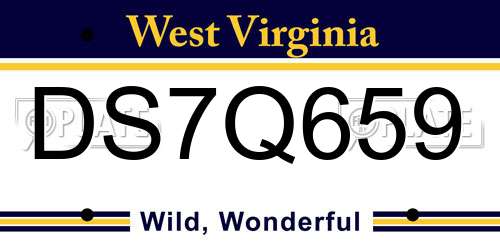 DS7Q659 West Virginia License Plate