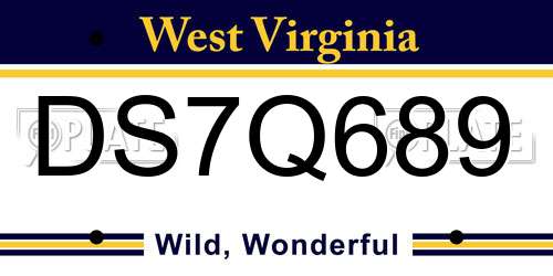 DS7Q689 West Virginia License Plate