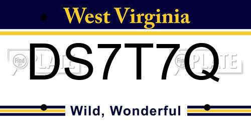 DS7T7Q West Virginia License Plate