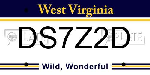 DS7Z2D West Virginia License Plate