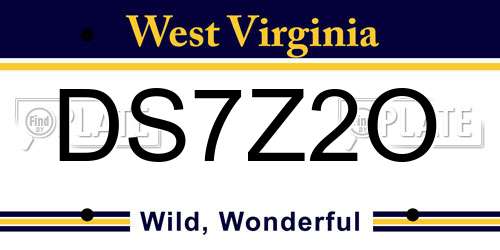 DS7Z2O West Virginia License Plate