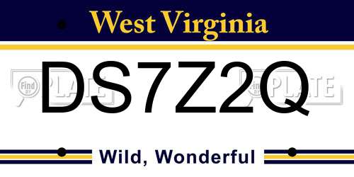 DS7Z2Q West Virginia License Plate