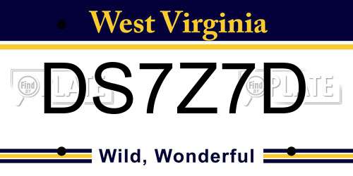 DS7Z7D West Virginia License Plate