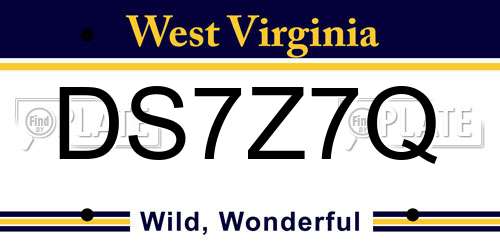 DS7Z7Q West Virginia License Plate