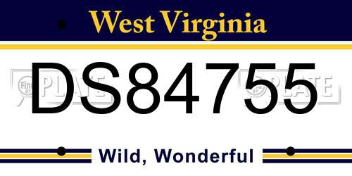 DS84755 West Virginia License Plate