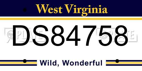 DS84758 West Virginia License Plate