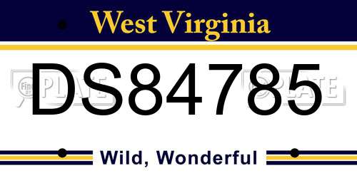 DS84785 West Virginia License Plate