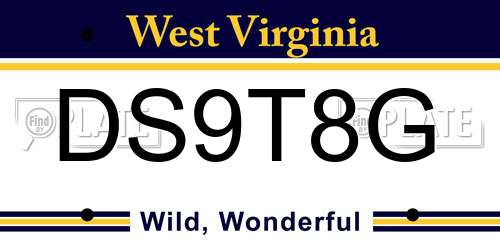 DS9T8G West Virginia License Plate