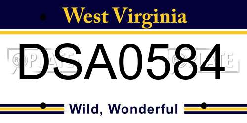 DSA0584 West Virginia License Plate