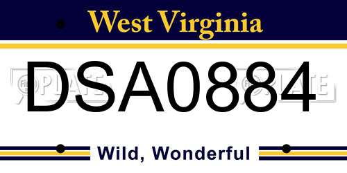 DSA0884 West Virginia License Plate